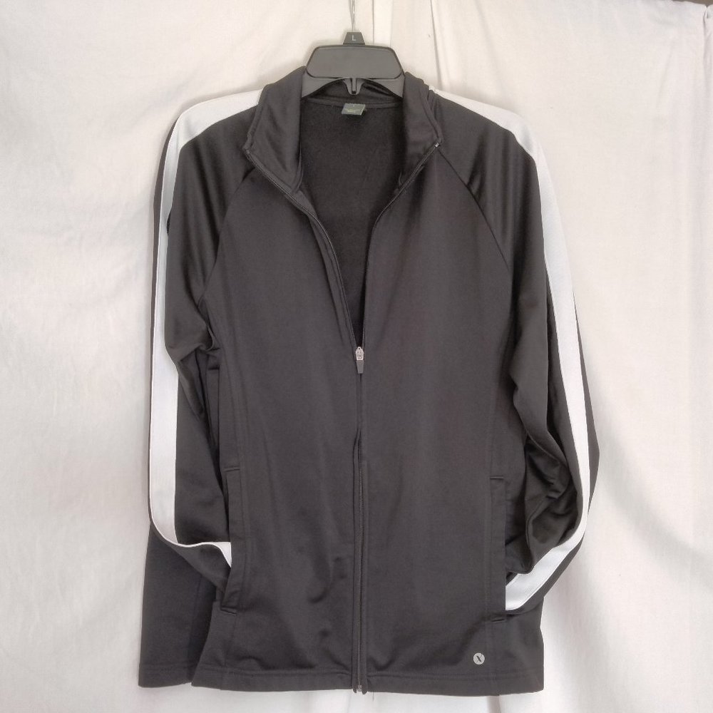 Xersion Mens Jacket Black White Long Sleeve Full Zip with pockets L